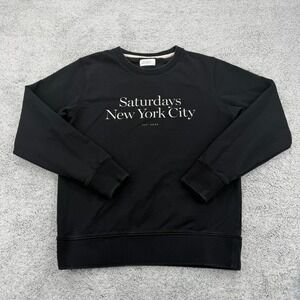Saturdays NYC Sweatshirt Mens Small Black Crewneck New York Spellout Pullover